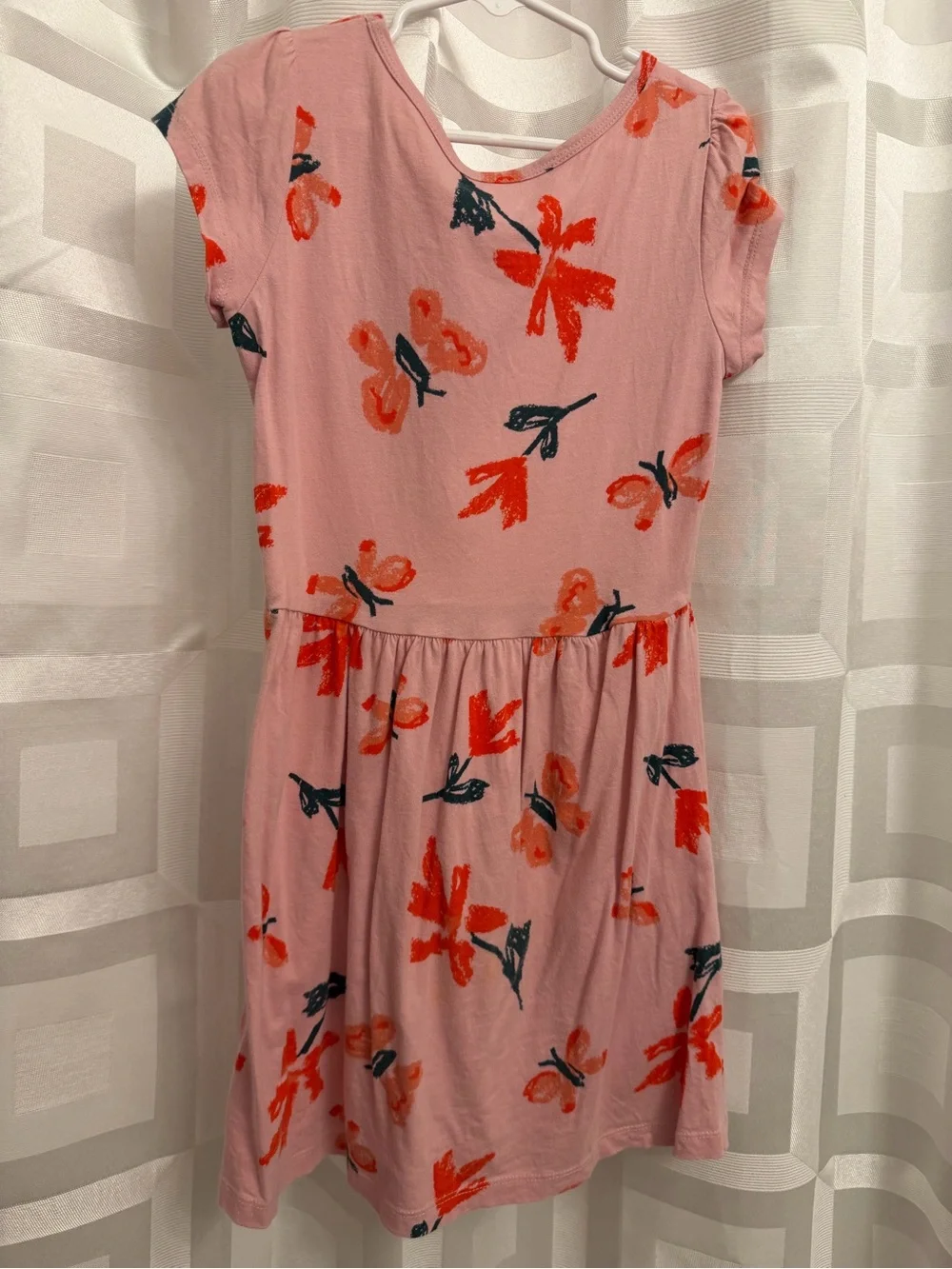 Carter’s light pink butterfly and flowers dress size 7
